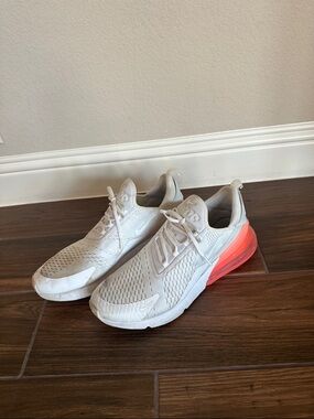 Nike White Sneakers with Coral Gradient Heel - mens